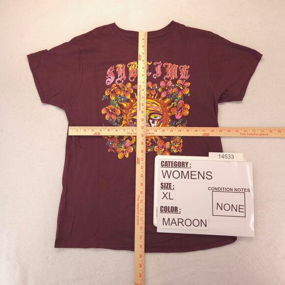 Sublime Casual Graphic Crew Neck Short Sleeve T Shirt Womens Size XL Maroon - Picture 5 of 9